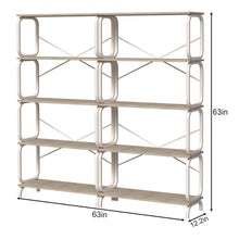 Load image into Gallery viewer, 5 Tier Industrial Bookshelf, Tall Bookcase With Open Design, Vintage Storage Organizer
