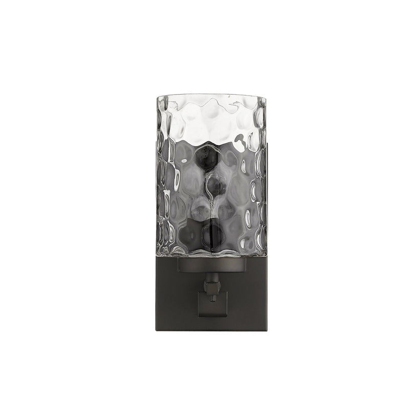 Metal And Pebbled Glass Wall Sconce - Bronze