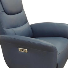 Load image into Gallery viewer, Tufted Genuine Leather Power Swivel Recliner (730554) - Navy Blue
