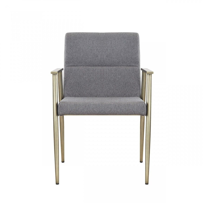 Upholstered Fabric Dining Chair With Arms - Gray