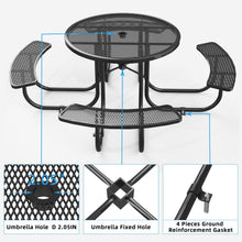 Load image into Gallery viewer, Round Outdoor Steel Picnic Table 46&quot; With Umbrella Pole
