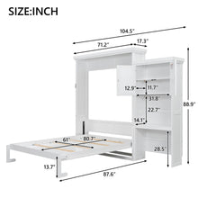 Load image into Gallery viewer, Queen Size Murphy Bed With Louvered Design And Multiple Storage Shelves - White
