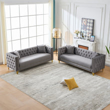 Load image into Gallery viewer, 3 And 3 Seater Deep Seat Sofa With Button Nailhead And Square Arm Design - Gray

