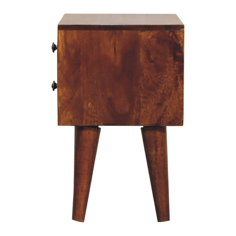 16" Solid Wood Two Drawer Nightstand - Brown