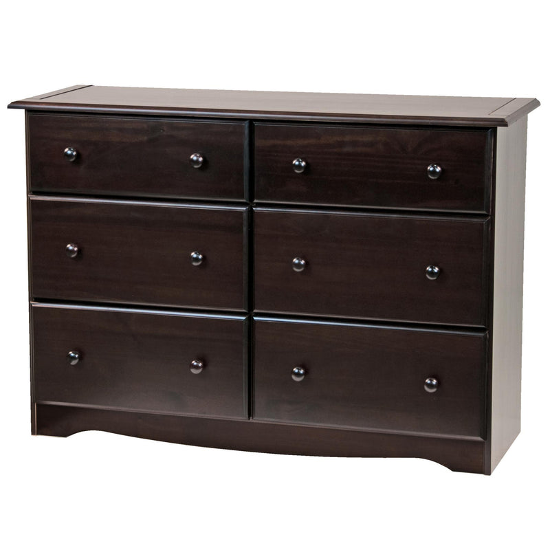 Solid Wood Six Drawer Dresser (760739) - Dark Brown