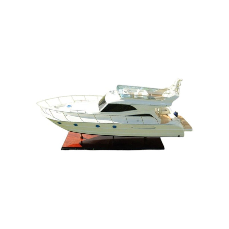 Hand Painted Model Boat Tabletop Sculpture - White