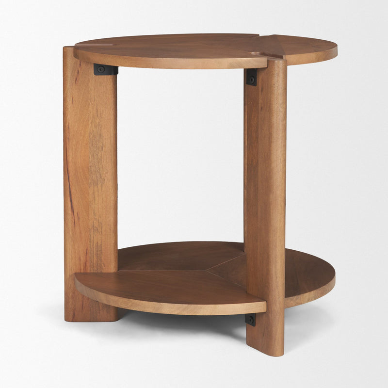Round End Table With Shelf (729069) - Brown