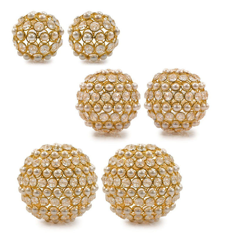 Decorative Orbs (Set of 2) - Gold / Ivory / Pearl