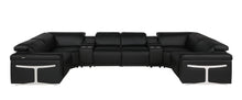 Load image into Gallery viewer, Italian Leather Power Reclining U Shaped Eight Piece Sectional With Console - Black
