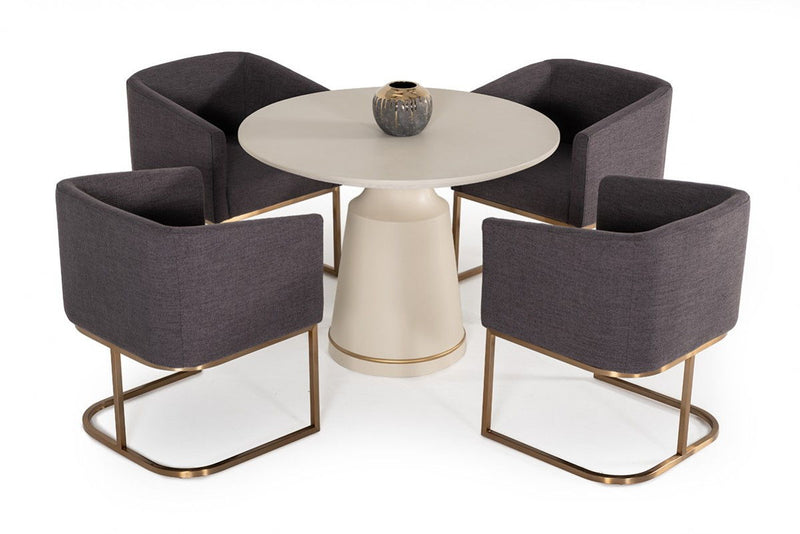 Concrete Pedestal Base Round Top Dining Table - Off White