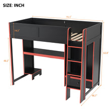Load image into Gallery viewer, Gaming Loft Bed With Built In Desk, Wardrobe, LED Lighting And Drawer
