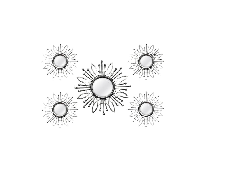Sunburst Metal Framed Mirror (Set of 5) - Silver