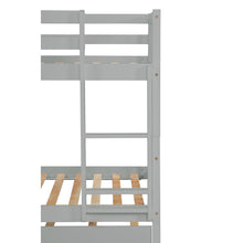 Load image into Gallery viewer, Twin Over Twin Bunk Beds with Trundle, Solid Wood Trundle Bed Frame with Safety Rail and Ladder, Kids/Teens Bedroom, Guest Room Furniture, Can Be converted into 2 Beds,Grey (Old Sku:W504S00027)
