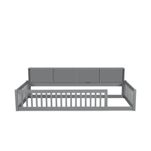 Load image into Gallery viewer, Twin Long Floor Bed With Storage Cabinets And USB Ports - Gray
