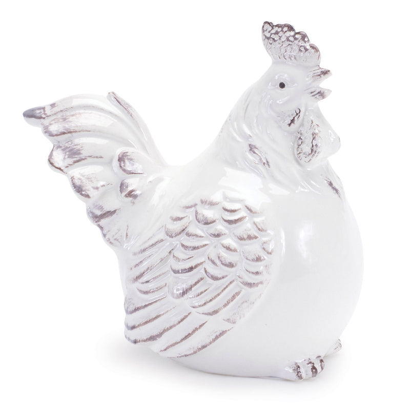 Ceramic Chicken Figurine (Set of 6) - White And Beige