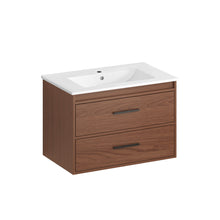 Load image into Gallery viewer, Wall Mounting Bathroom Vanity With Soft Close 2 Drawer, Sink - Reddish Brown
