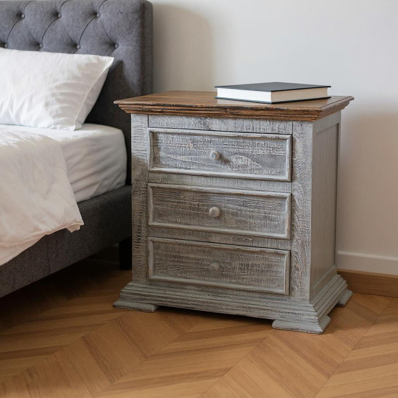 30" x 18" x 31.8" Three Drawer Nightstand - Gray