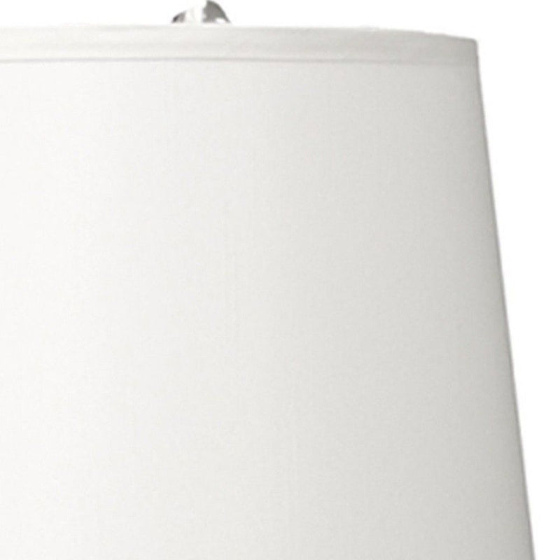 Metal Gourd Table Lamp With White Tapered Drum Shade - Silver