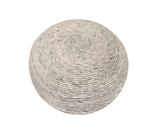 Load image into Gallery viewer, Wool Round Ribbed Pouf Ottoman - Gray

