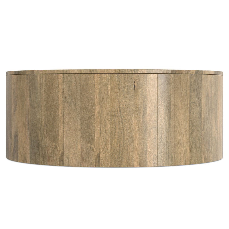 Round Solid Wood Coffee Table - Brown