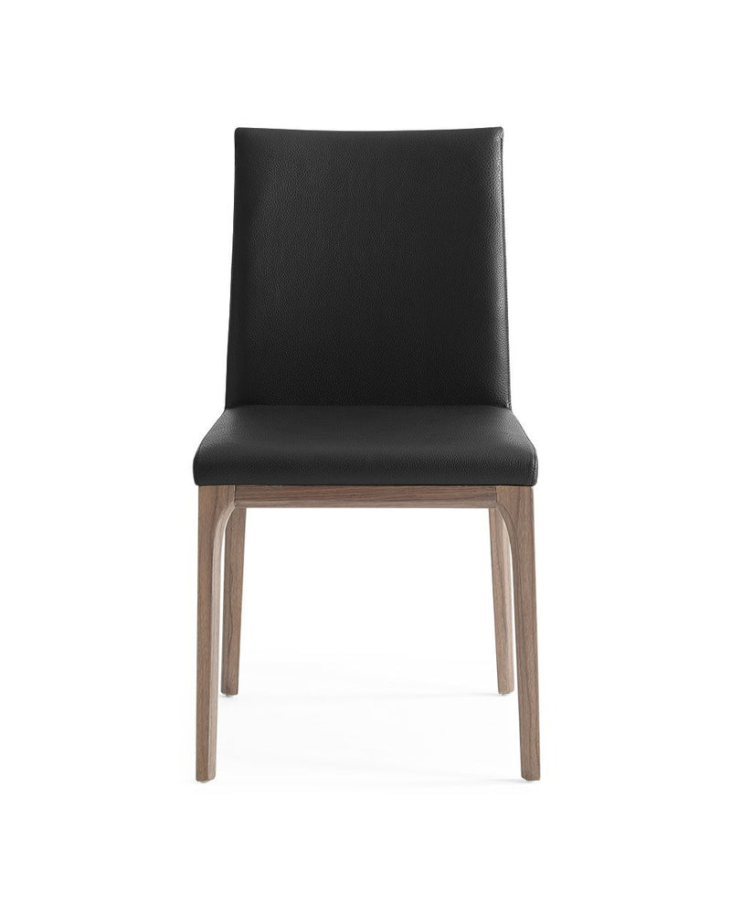 Upholstered Faux Leather Dining Room Side Chairs (Set of 2) - Brown / Black