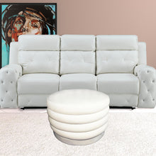 Load image into Gallery viewer, Velvet Tufted Cocktail Ottoman Round - White
