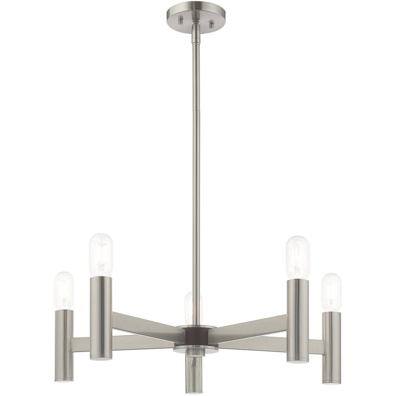 19'' Five Light Dimmable Chandelier With Shades - Nickel