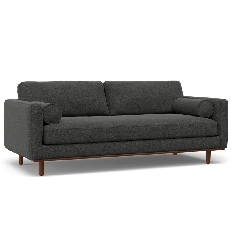 89" 2 Piece Living Room Set Fabric Sofa With Ottoman, Brown Legs - Gray