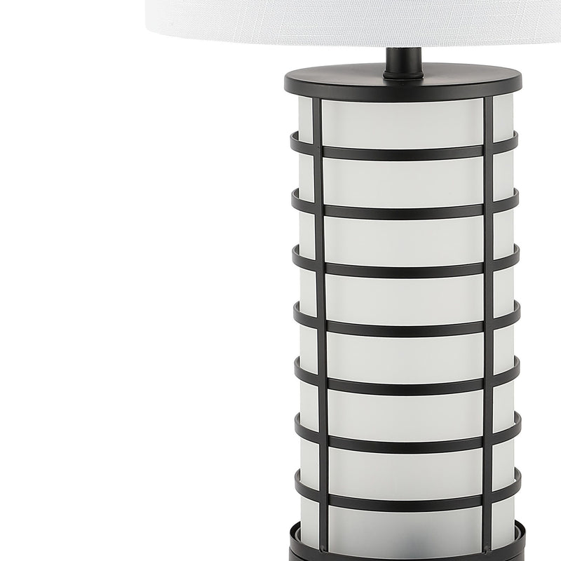 USB Table Lamp With Drum Shade - Black