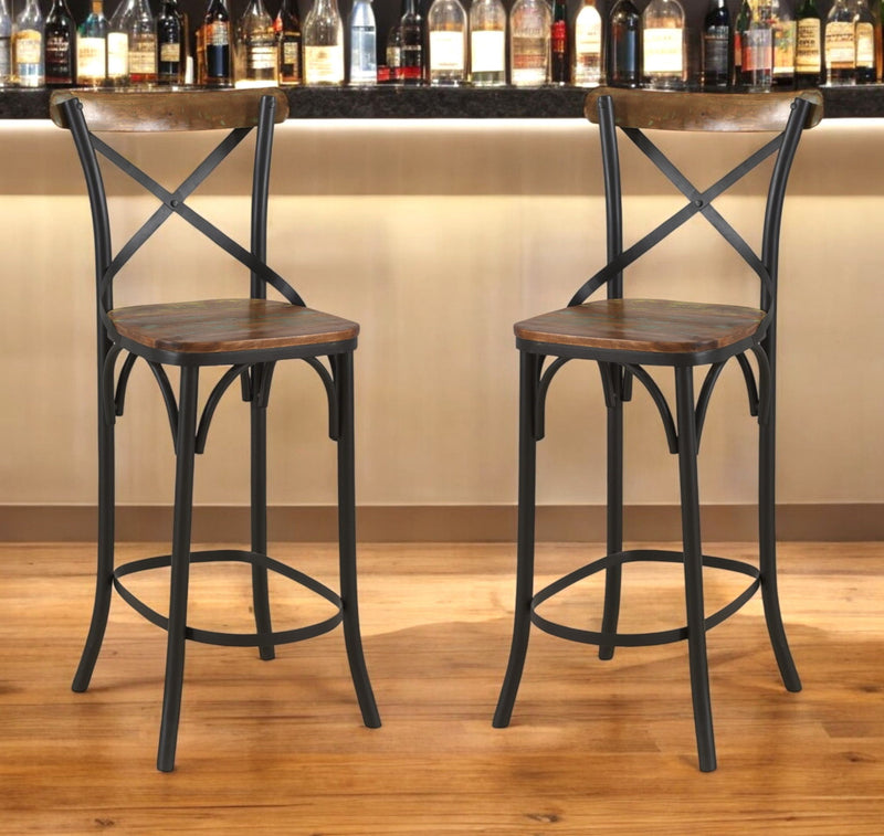 Metal Counter Height Bar Chair - Brown And Black