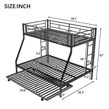 Load image into Gallery viewer, Twin over Full Bed with Sturdy Steel Frame, Bunk Bed with Twin Size Trundle, Two-Side Ladders, Black(OLD SKU:MF194424AAB)
