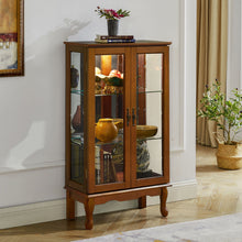 Load image into Gallery viewer, Curio Cabinet Lighted Curio Diapaly Cabinet With Adjustable Shelves And Mirrored Back Panel, Tempered Glass Doors (3 Tier), (E26 Light Bulb Not Included)
