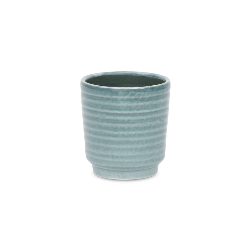 Striped Round Pot Planter (487471) - Green