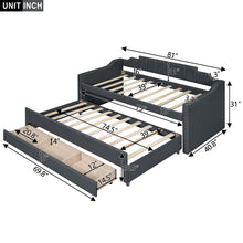 Load image into Gallery viewer, Upholstered Simple Design Daybed With Trundle And 3 Drawers
