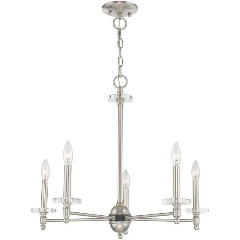 22'' 5-Light Dimmable Chandelier With Shades - Nickel