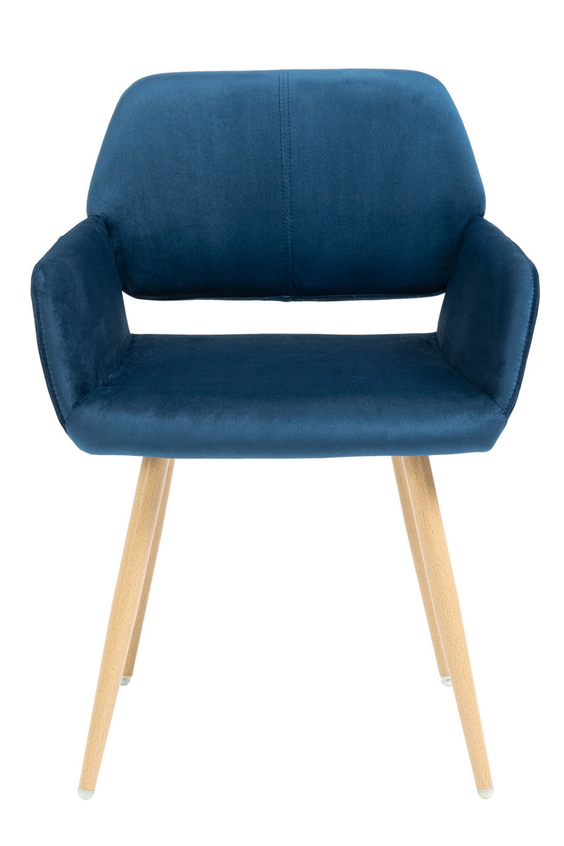 Upholstered Velvet Open Back Dining Chair - Blue