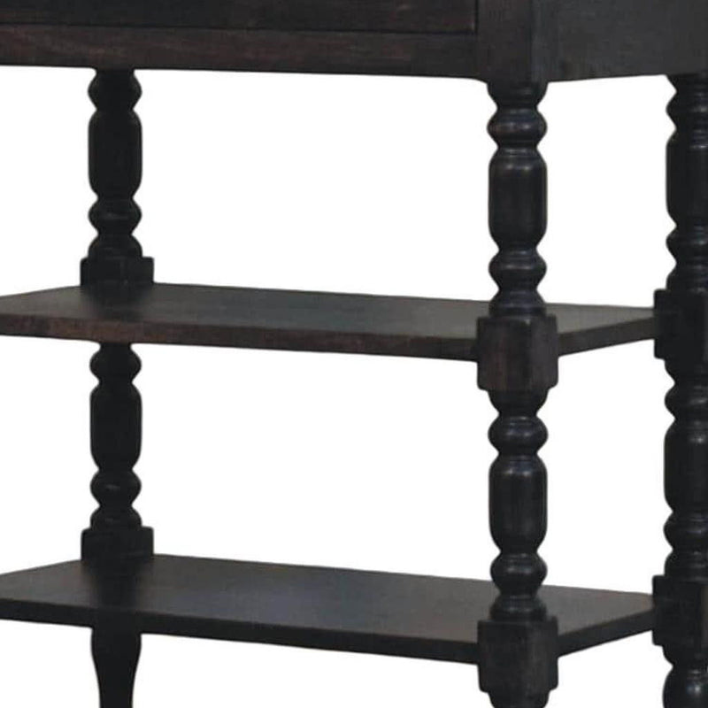 Solid Wood One Drawer Nightstand - Dark Brown