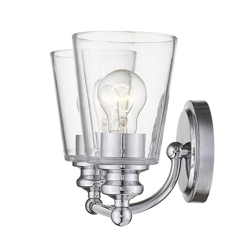 Two Light Glass Shade Wall Sconce - Silver