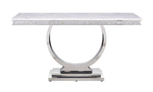Load image into Gallery viewer, Zander - Printed Faux Marble Top Mirrored Sofa Table - Silver / White
