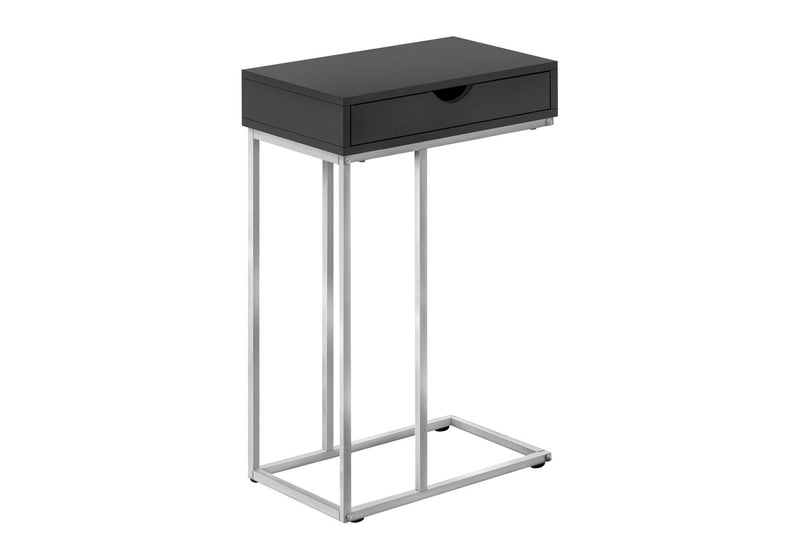 Laminate And Iron End Table With Drawer - Black And Silver