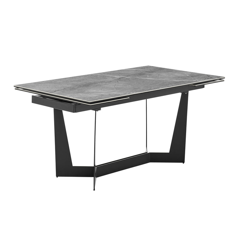 94" Ceramic And Steel Trestle Base Dining Table - Gray