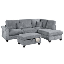 Load image into Gallery viewer, Contemporary Sectional Set With Right Arm Chaise, Left Arm Sofa With USB Port, Storage Ottoman

