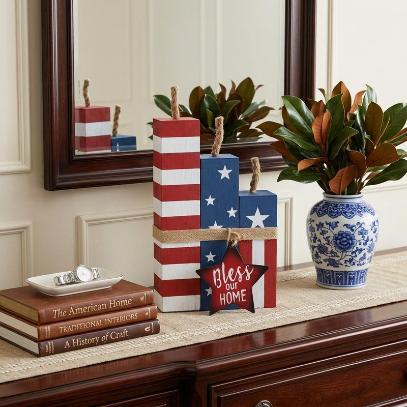 Bless Our Home Tabletop Sign - Red / White / Blue