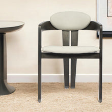 Load image into Gallery viewer, Upholstered Faux Leather Open Back Dining Arm Chair - Dark Gray
