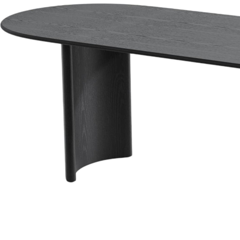 79" Solid Wood Mirrored Double Pedestal Base Oval Dining Room Table - Black