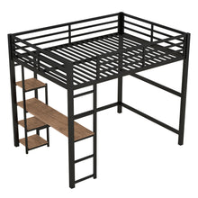 Load image into Gallery viewer, Loft Bed With Built In Desk And Storage Shelves, Full Size - Black
