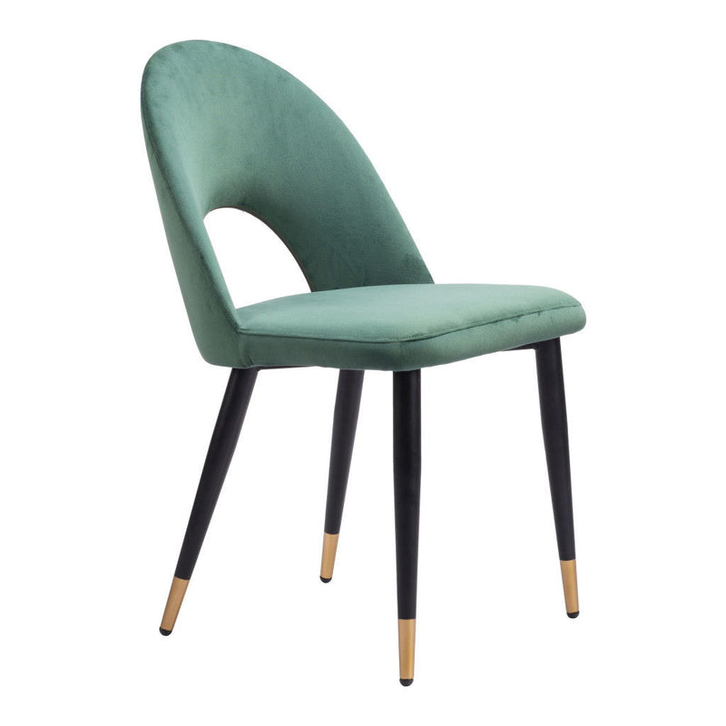Upholstered Velvet Open Back Dining Side Chairs (Set of 2) - Green