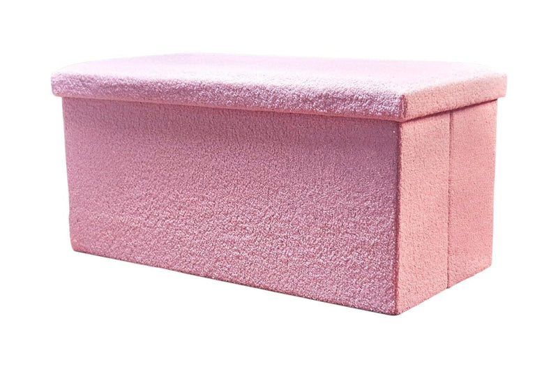 30" Boucle Storage Ottoman - Pink