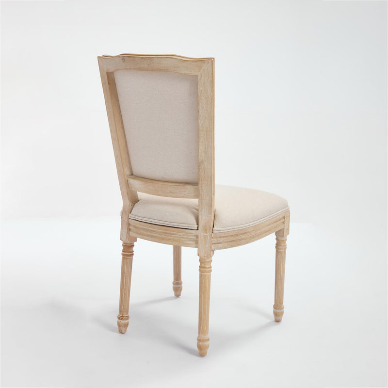 And Natural Linen And Solid Wood Dining Side Chairs (Set of 2) - Beige