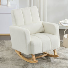 Load image into Gallery viewer, Accent Rocking Chair With Pillow, Spacious &amp; Comfortable Seating For Living Room Or Bedroom - Cream White
